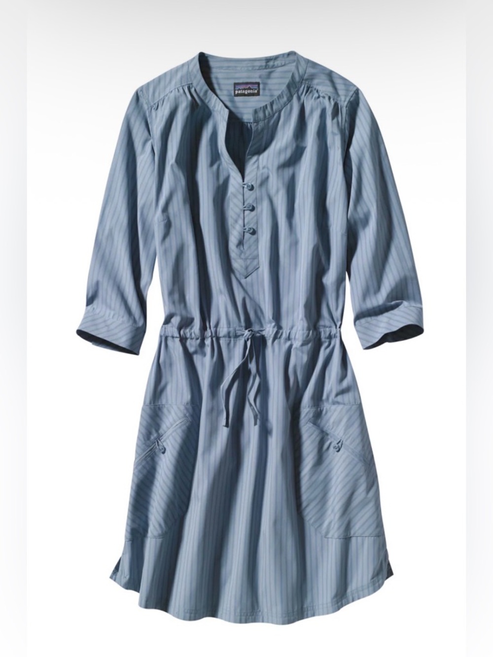 Patagonia Sun Shelter Blue Striped Dress w/Pockets Size: 4